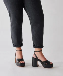 DOLCE VITA Wedges*Wessi Heels Black Leather