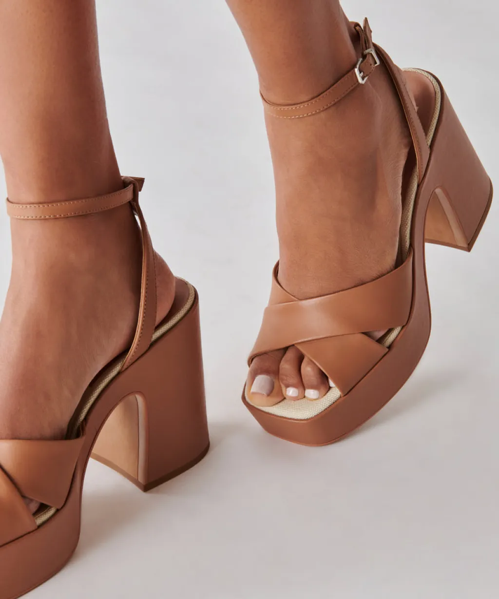 DOLCE VITA Wedges*Wessi Heels Caramel Leather